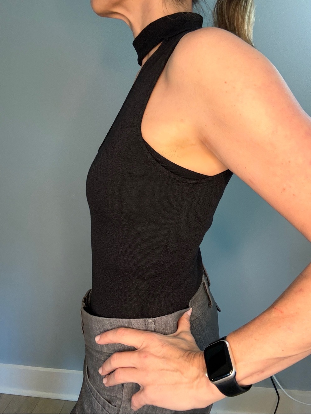Michael Stars Black Choker Neck Bodysuit Size S - Picture 2 of 6